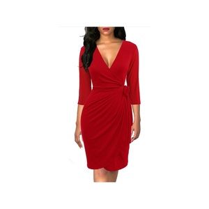 Classy Wrap Red Dress